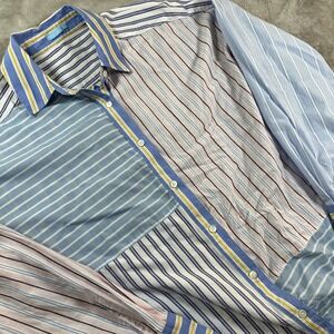 J McLaughlin patchwork Lois‎ Blouse in Different Stripes Size M